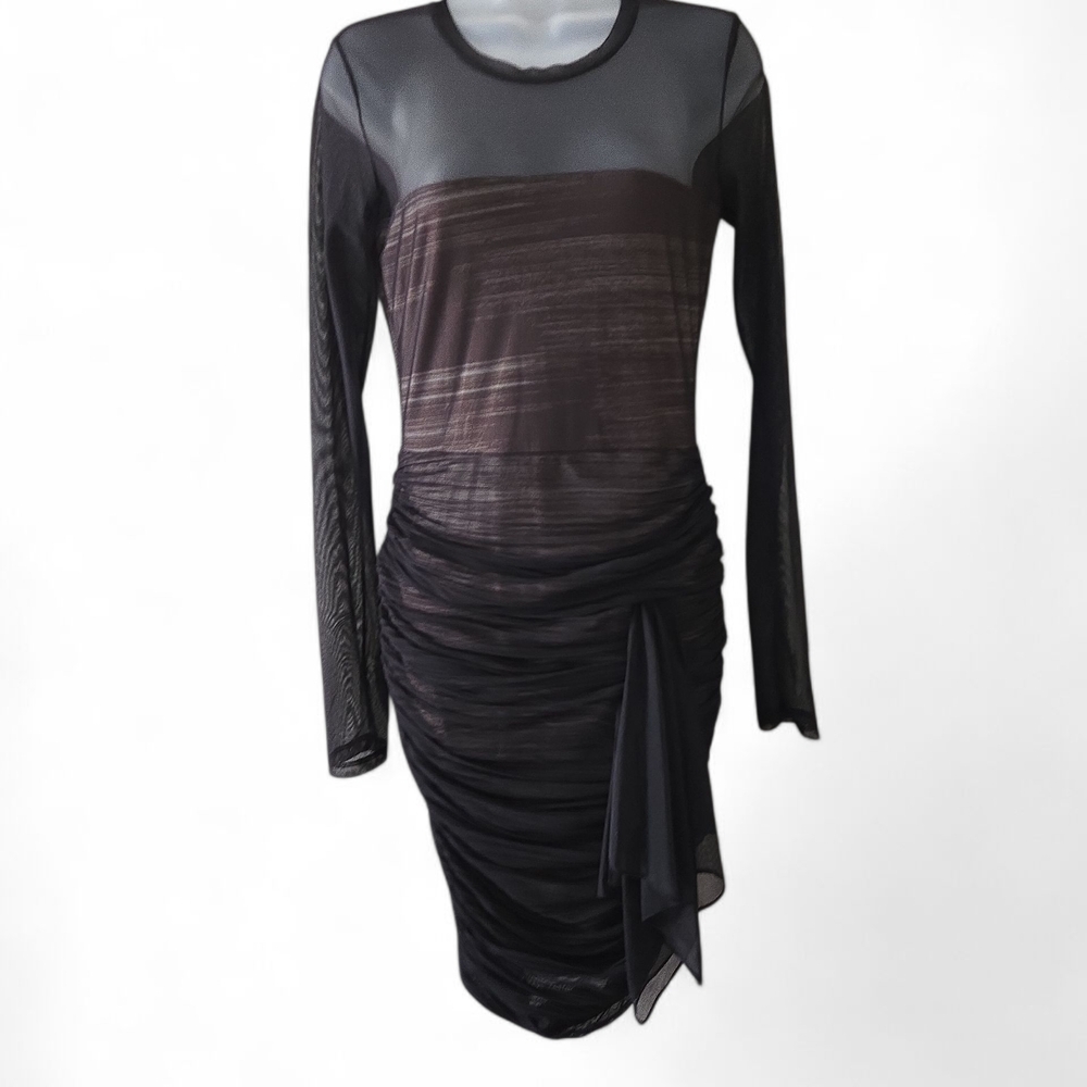 BCBGMaxAzria Black‎ Long Sleeve Sheer Dress